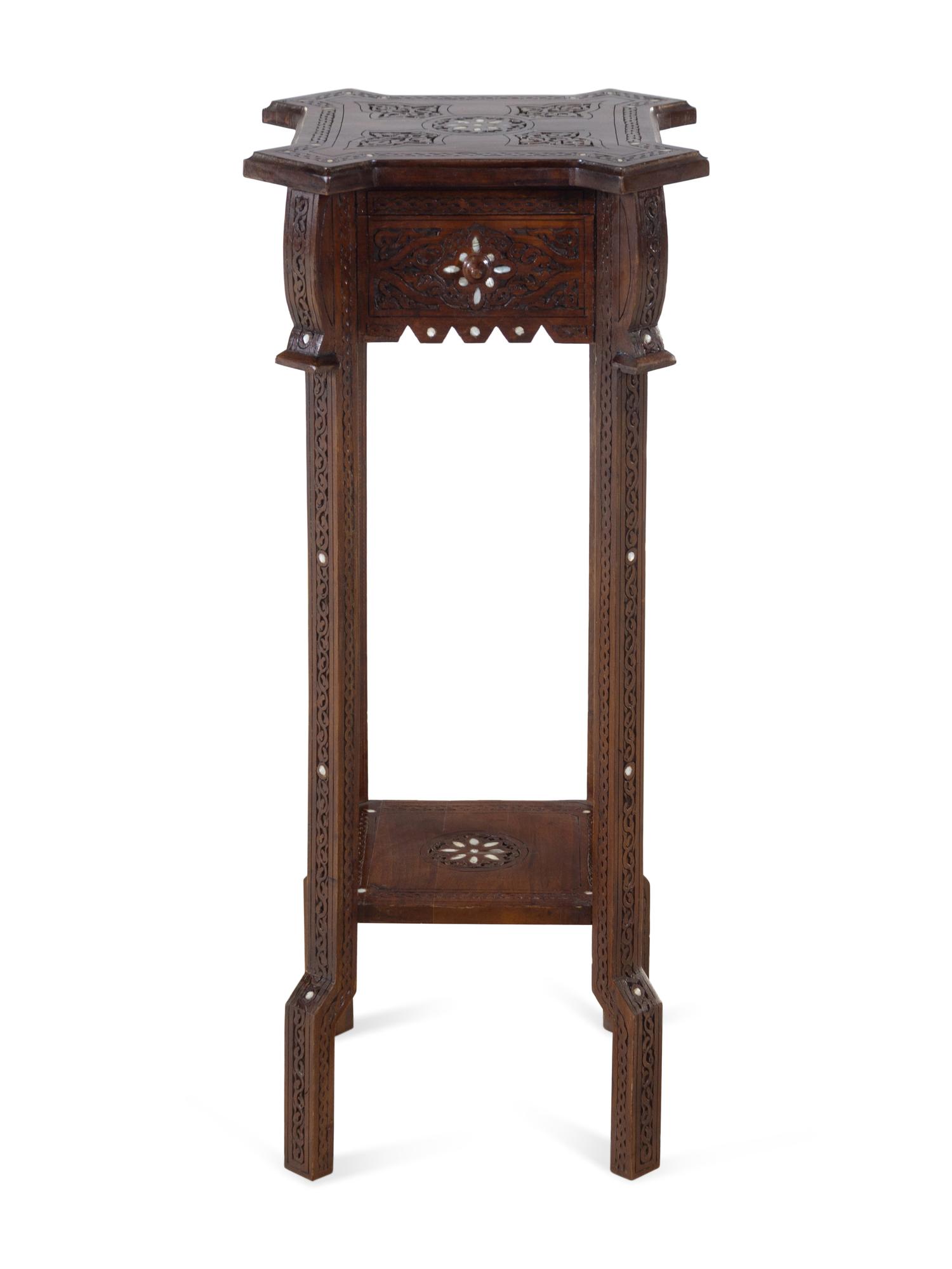 A Syrian Mother-of-Pearl Inlaid Walnut Pedestal Table