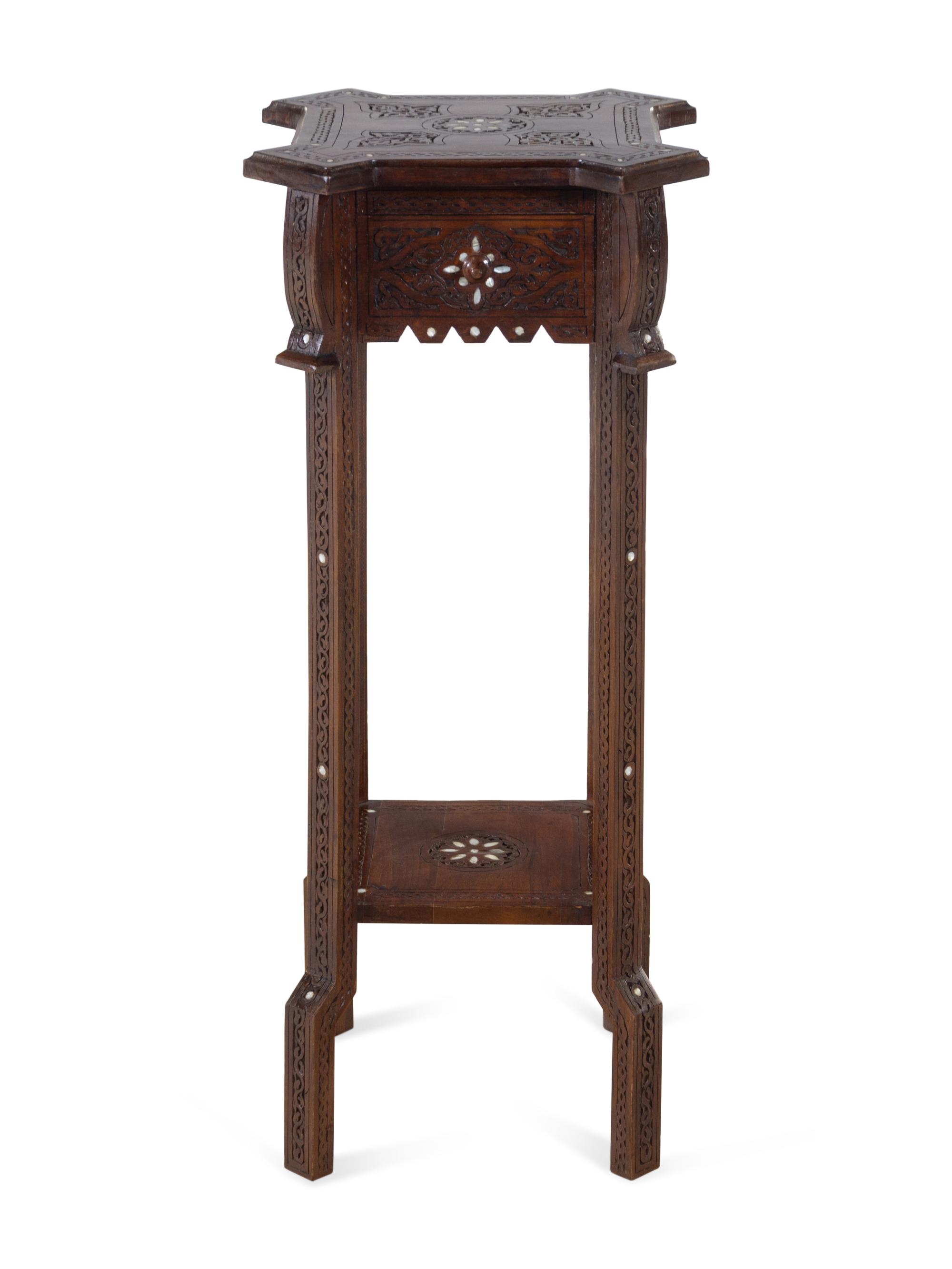 A Syrian Mother-of-Pearl Inlaid Walnut Pedestal Table