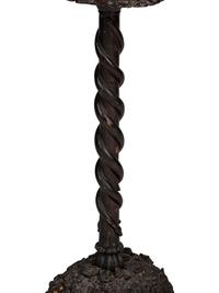 A Folk Art Carved Rootwood and Burlwood Snake and Turtle Pedestal