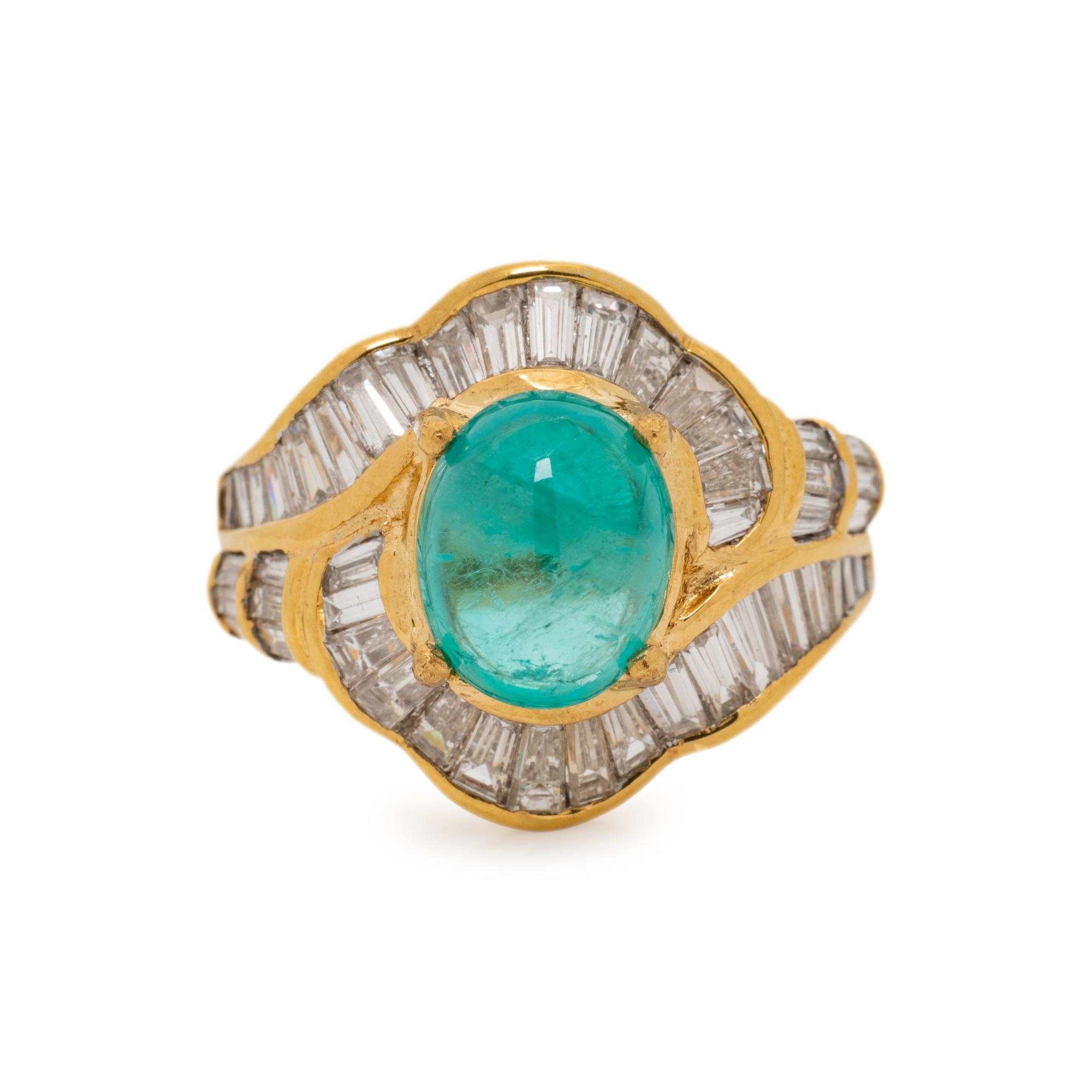 YELLOW GOLD, EMERALD AND DIAMOND RING