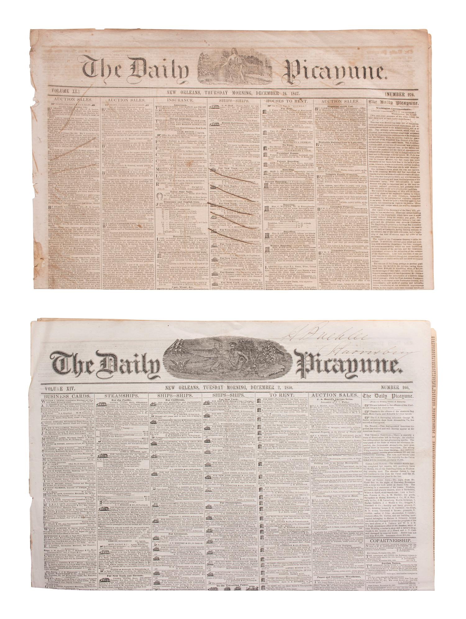 [MEXICAN WAR]. 200+ New Orleans newspapers, incl. Daily Picayune issues with Mexican War coverage.