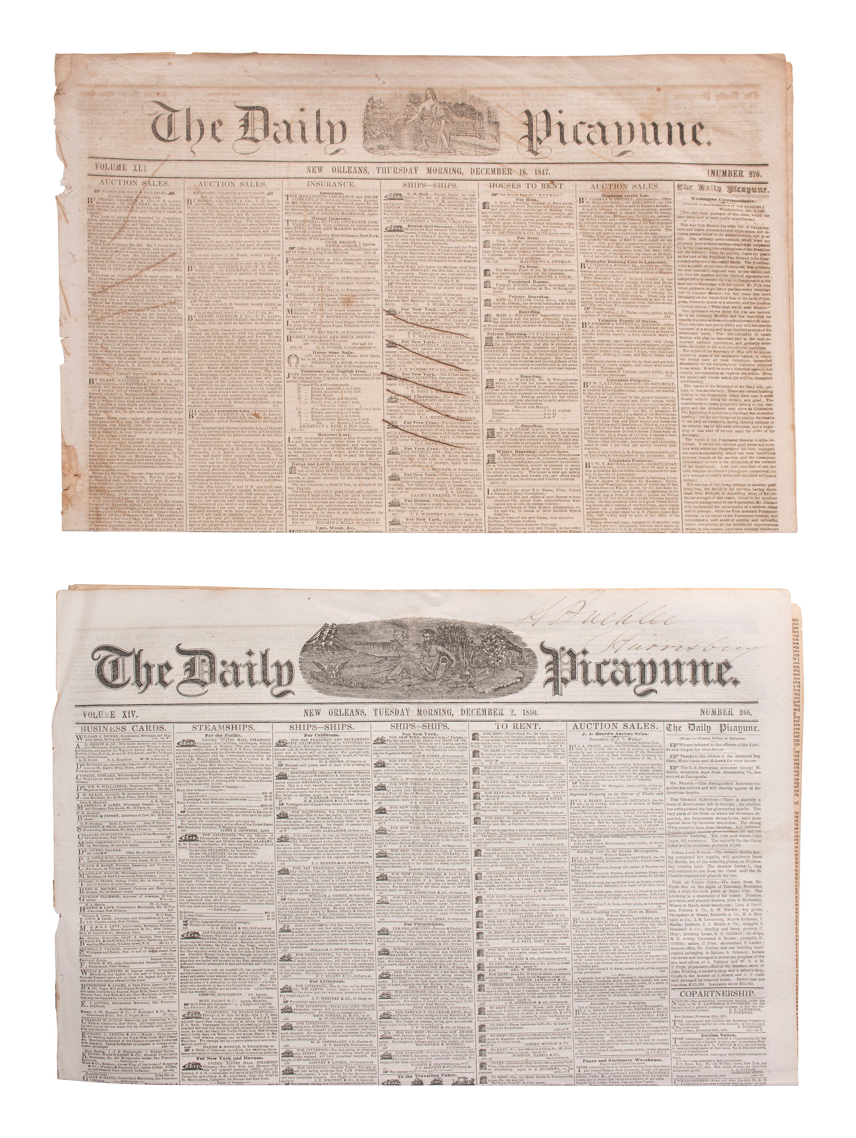 [MEXICAN WAR]. 200+ New Orleans newspapers, incl. Daily Picayune issues with Mexican War coverage.