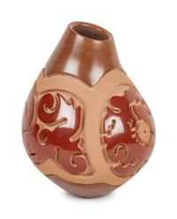 Carved Red and Sienna Vase
