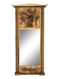 A Federal Eagle Decorated Giltwood Pine Pier Mirror