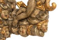 A Pair of Monumental Italian Polychrome Painted and Parcel Gilt Candle Sconces