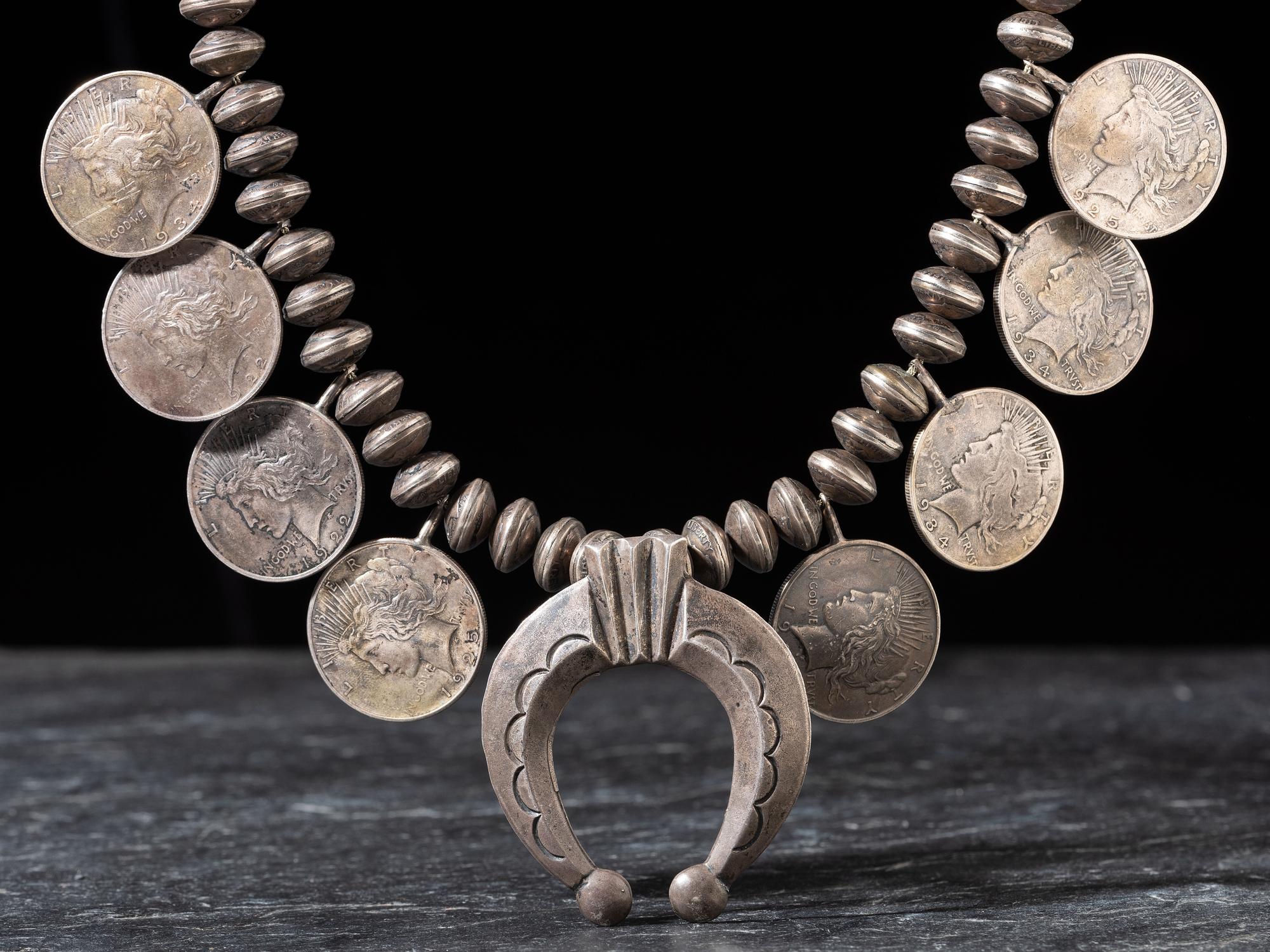 Navajo Coin Squash Blossom Necklace
