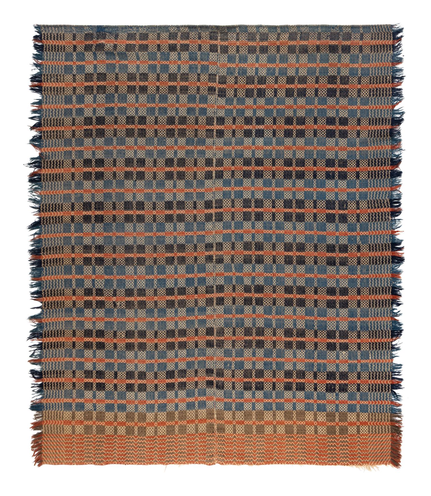 Two Cotton and Wool Jacquard Coverlets