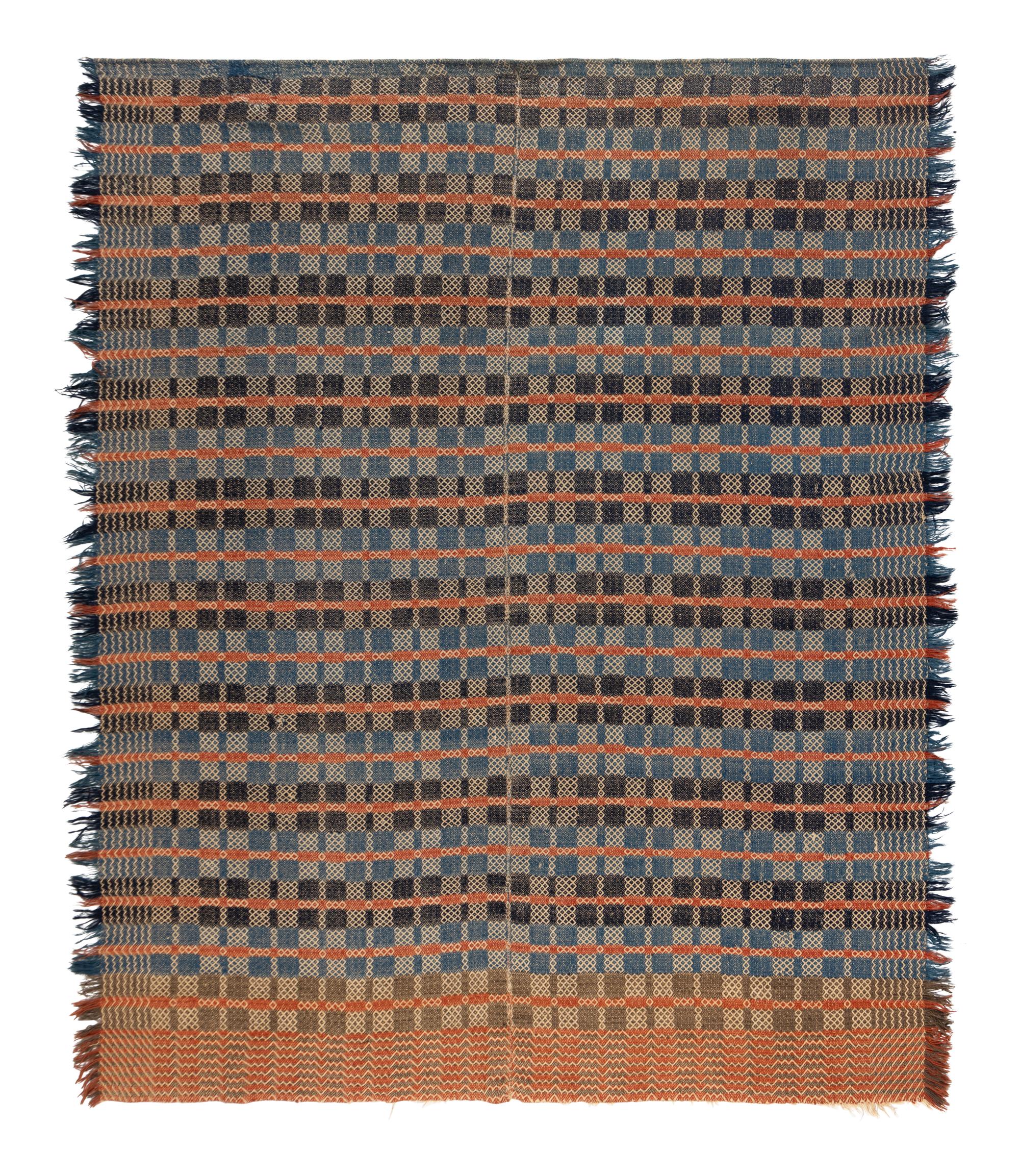 Two Cotton and Wool Jacquard Coverlets