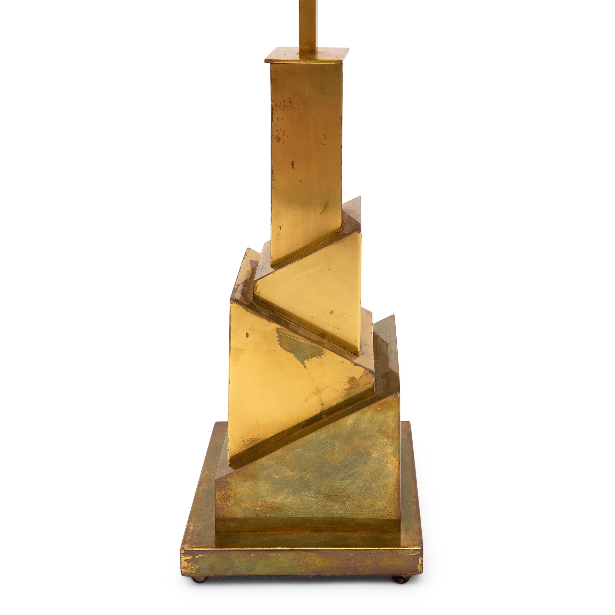 A Pair of Italian Brass "Skyscraper" Table Lamps