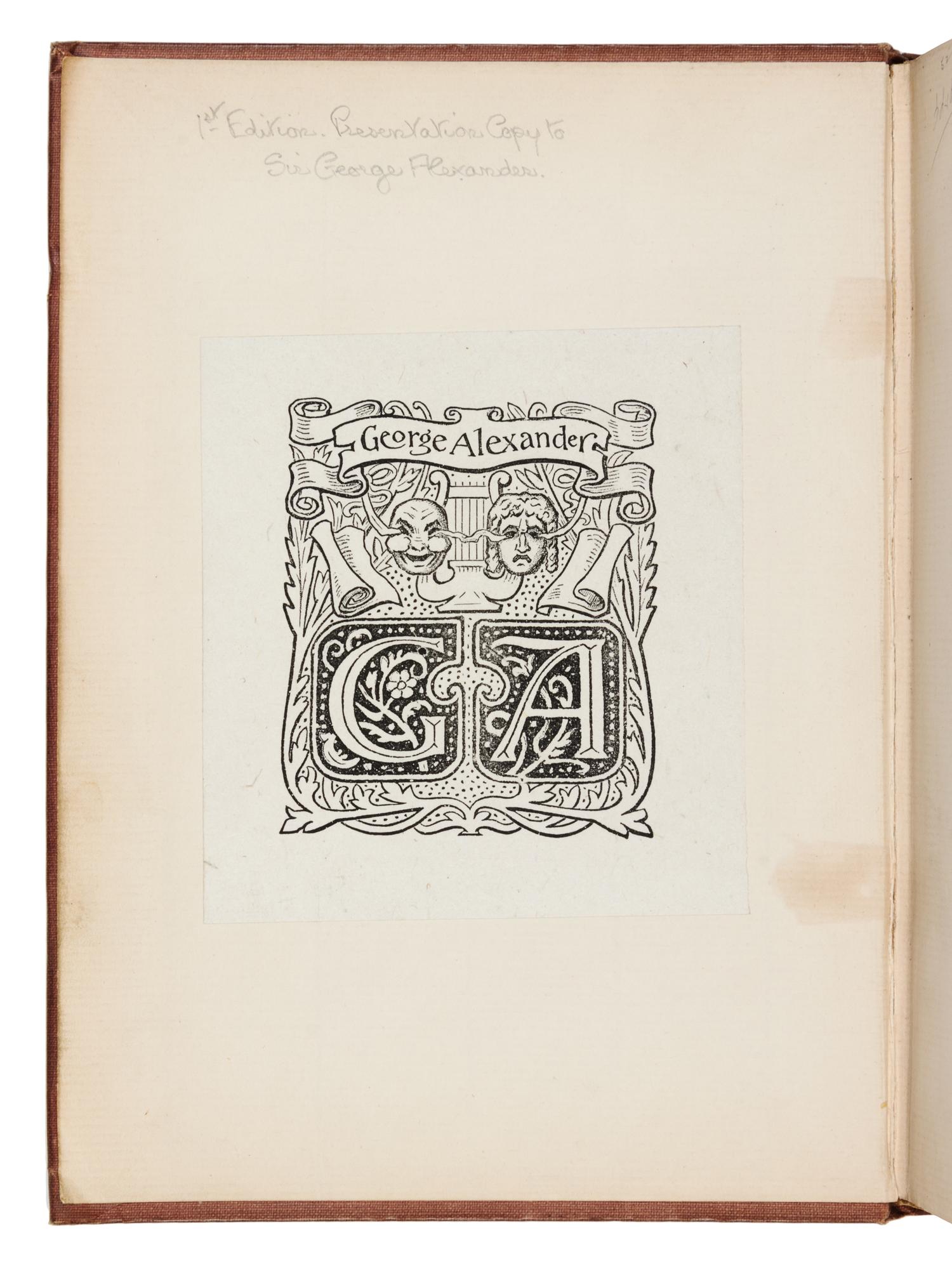 WILDE, Oscar (1854-1900). Lady Windermere's Fan. London: Elkin Mathews and John Lane, 1893. FIRST EDITION, PRESENTATION COPY.