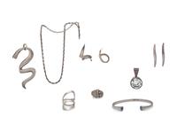 A Collection of Silver Jewelry,