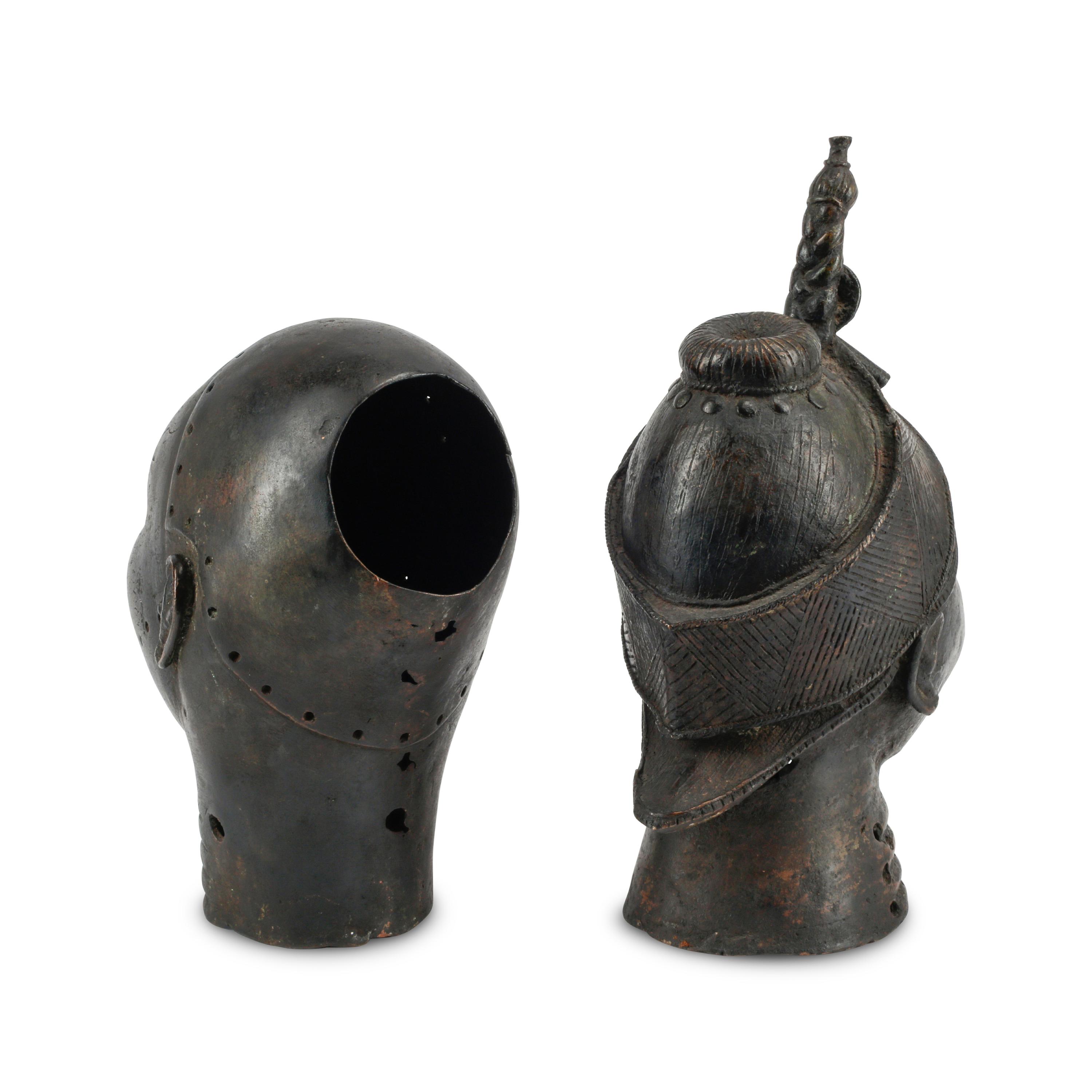 Two Benin Style Bronze Busts