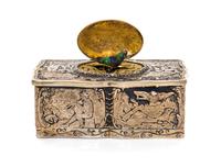 A German Silver Automaton Bird Box Height 1 1/2 x width 4 x depth 2 1/2 inches. — 19th Century
