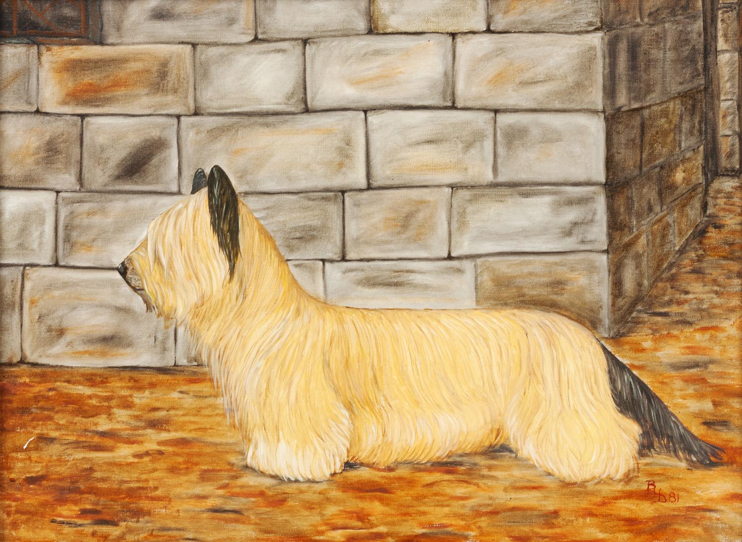 Three Works of Art depicting Skyecrest Terriers Largest: 17 1/4 x 23 1/2 inches.