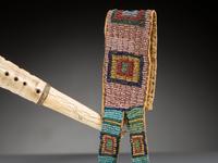 Northern Plains Elk Antler Quirt, with Beaded Buffalo Hide Wrist Strap