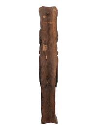 A Carved Oak and Polychrome Decorated Figural Pilaster