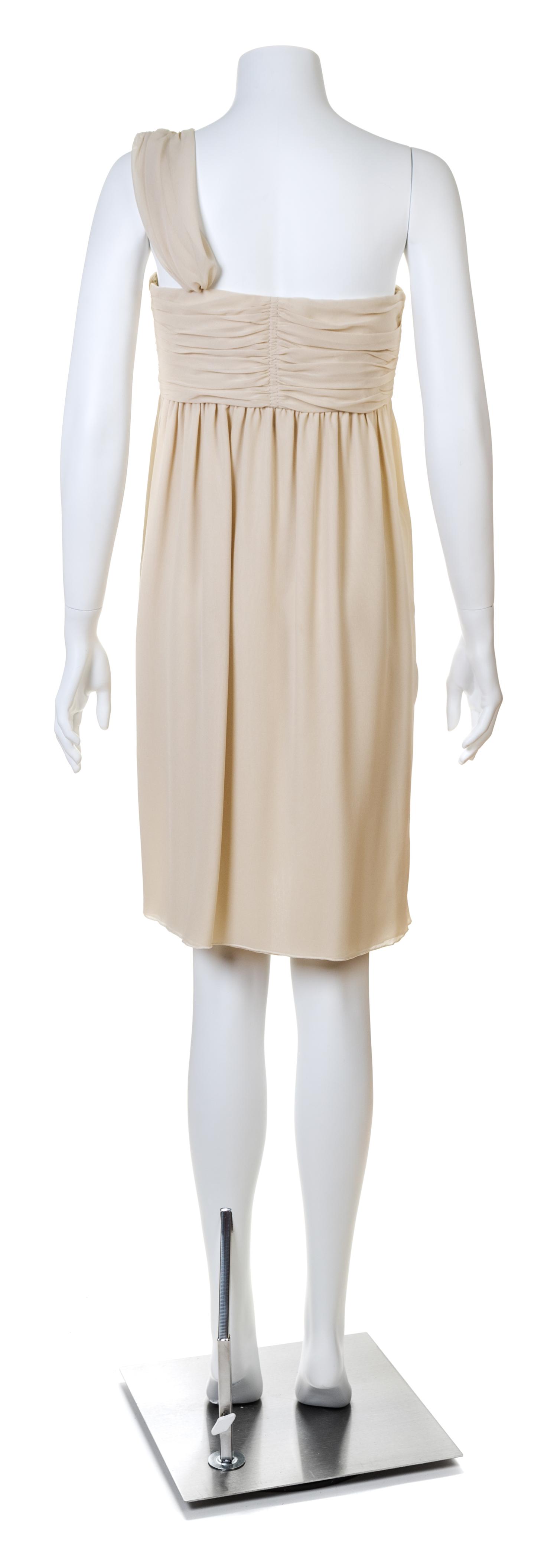 A Valentino Ivory Silk One Shoulder Cocktail Dress, No size.
