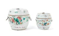 Two Chinese Famille Rose Porcelain Covered Jars