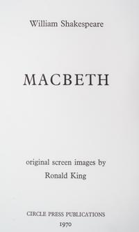 (CIRCLE PRESS; KING, RONALD) SHAKESPEARE, WILLIAMS. Macbeth. Guildford, 1970. Signed, limited.
