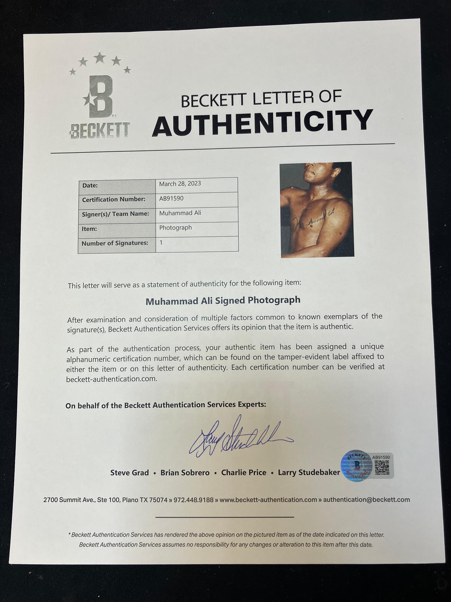 A Group of Boxing Champions Signed Autograph Items Including Muhammad Ali (Beckett Authentication Services Letter)