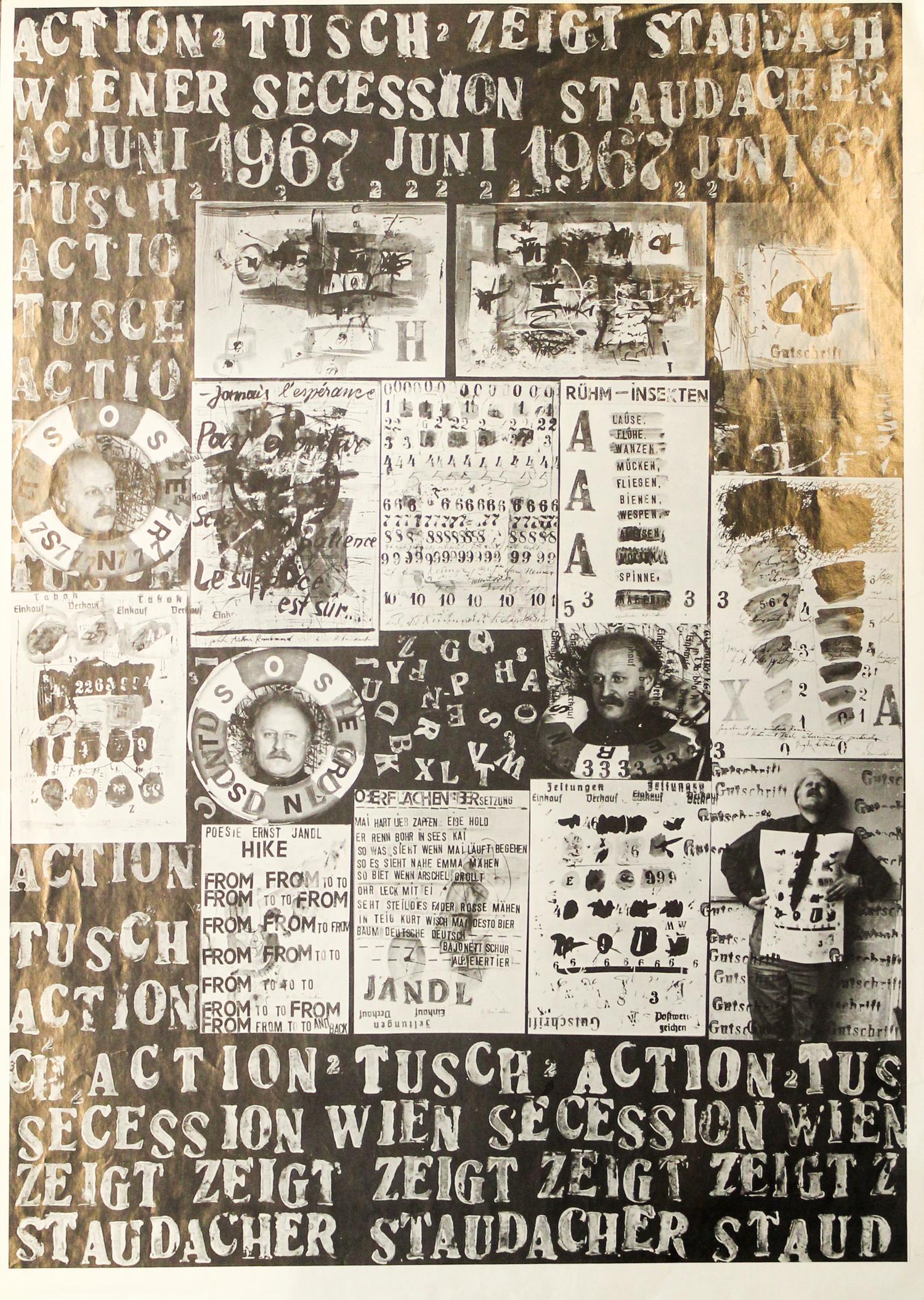 After Hans Staudacher, (Austrian, b. 1923), Exhibition poster signed ink on verso, 1967