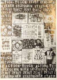 After Hans Staudacher, (Austrian, b. 1923), Exhibition poster signed ink on verso, 1967