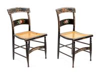 Five Victorian Lacquer and Mother-of-Pearl Inlaid Side Chairs