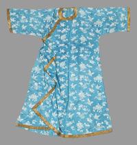A Chinese Blue Ground Woven Silk Lady's Robe