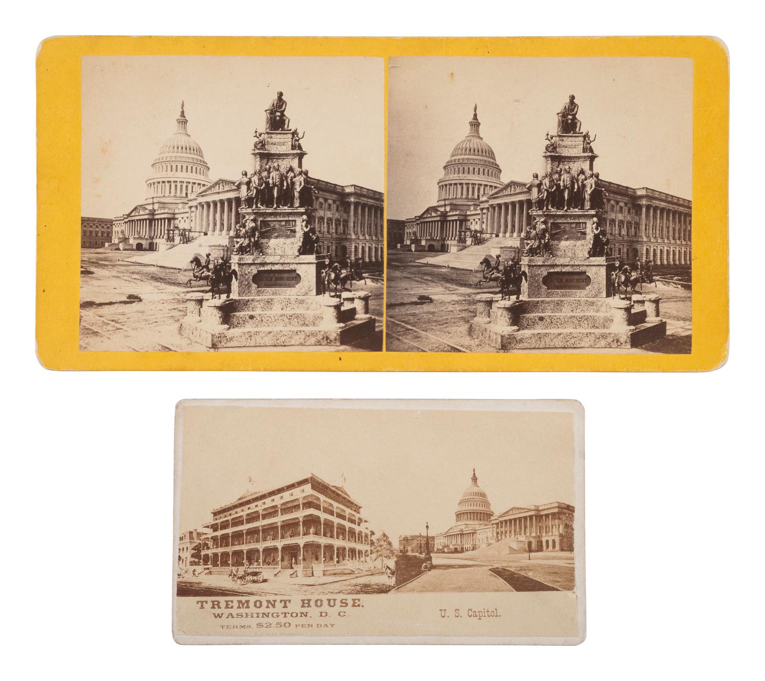 [POLITICS - CIVIL WAR]. 6 images, incl. Lincoln and views of Washington, DC, landmarks.
