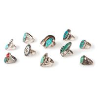 Navajo and Zuni Silver Rings, with Inlay