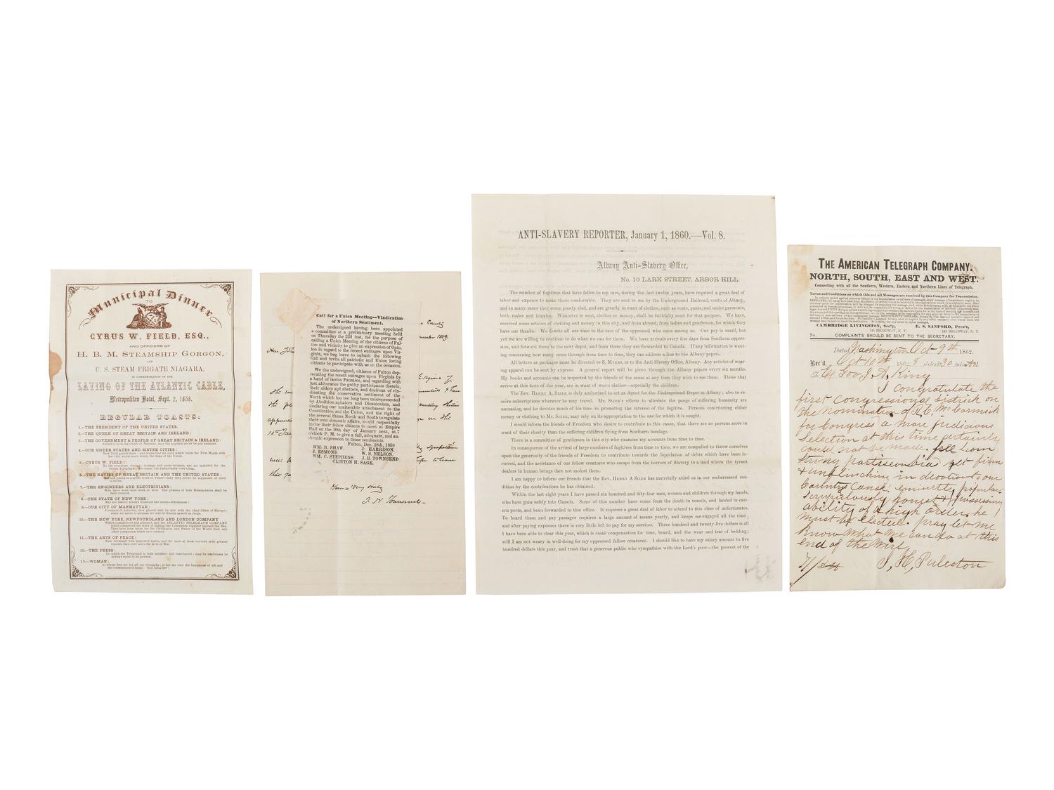 [CIVIL WAR] -- [ARIZONA TERRITORY]. KING, Governor John A. (1788-1867). Papers of New York Governor John A. King, including correspondence related to New York politics, Kansas, the Civil War, and the newly established Arizona Territory.