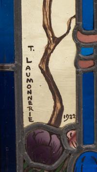 A Pair of French Leaded and Stained Glass Windows by Théophile-Hippolyte Laumonnerie (French, 1863-1924)