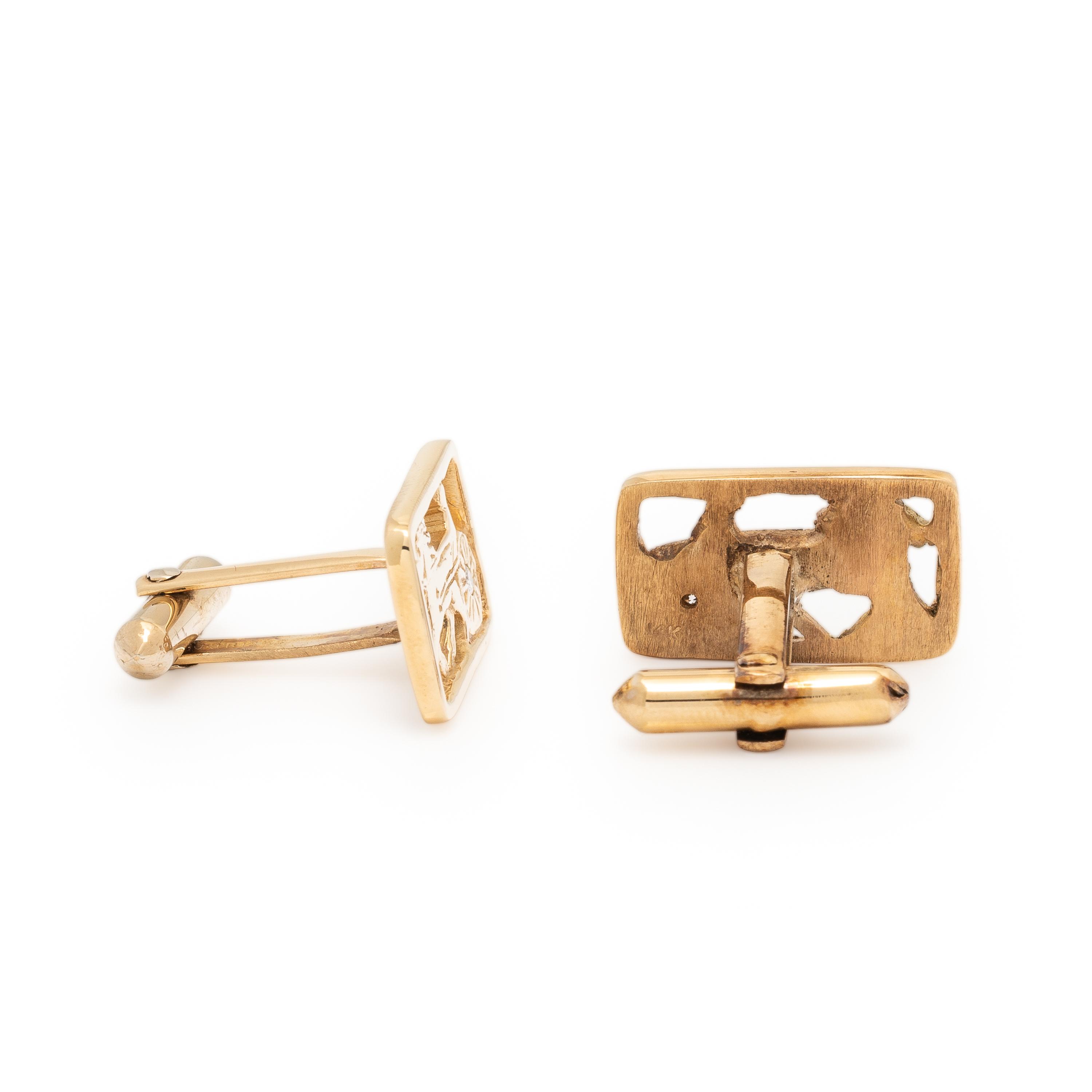Yellow Gold and Diamond Equestrian Cufflinks