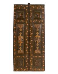 Two Pairs of Persian Painted Door Panels