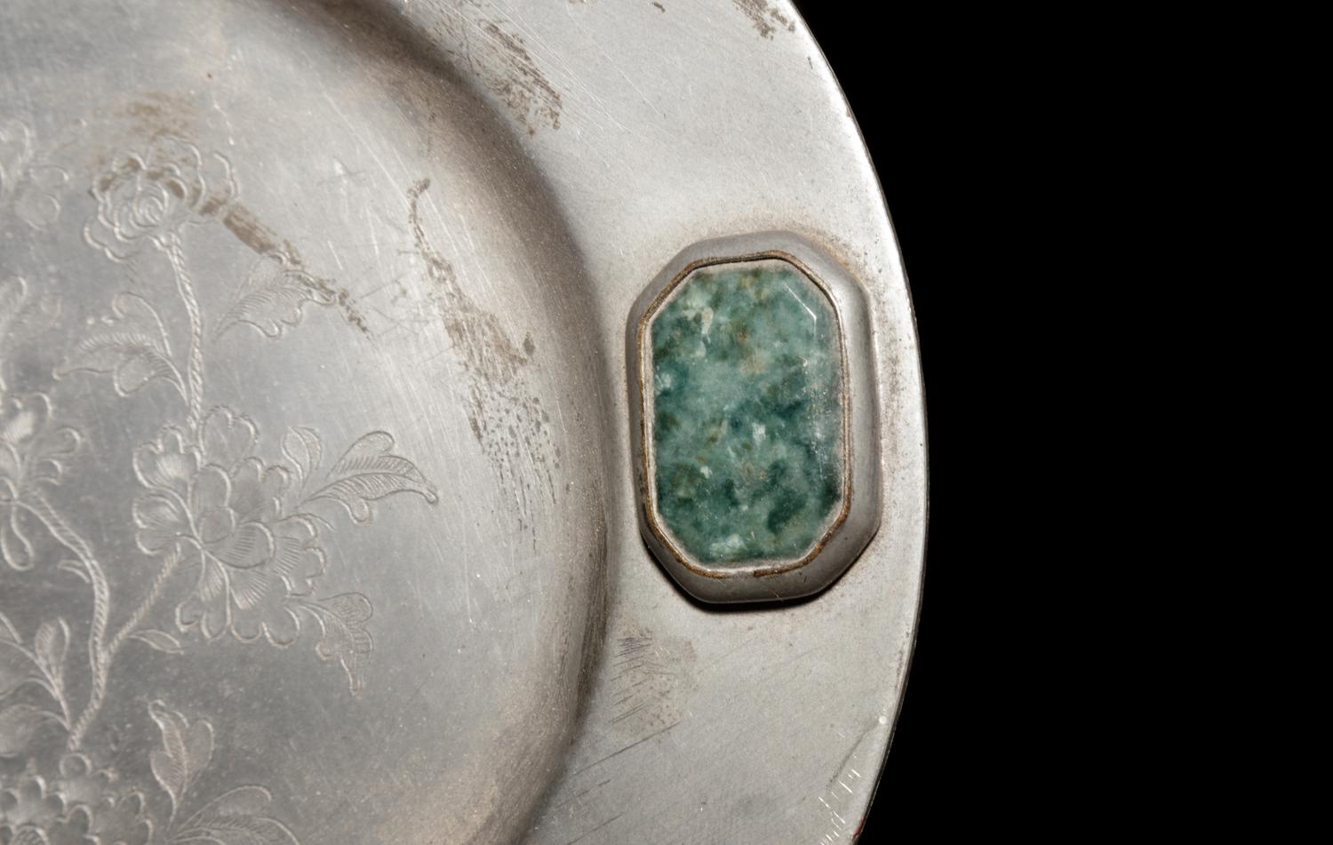 Two Bronze Incense Burners and a Chinese Pewter Tray