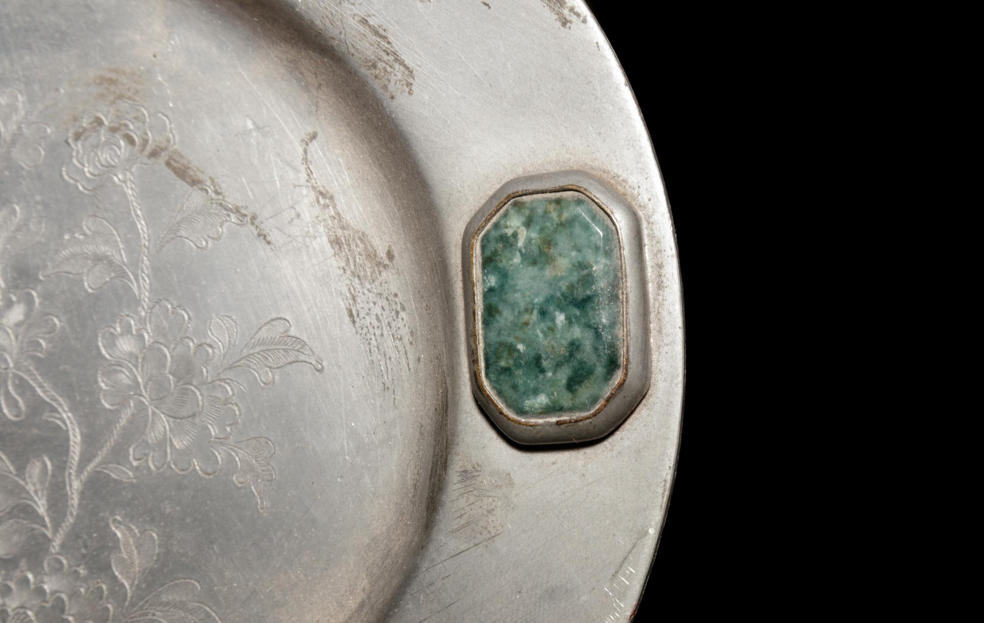 Two Bronze Incense Burners and a Chinese Pewter Tray
