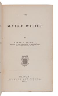 THOREAU, Henry David (1817-1862). The Maine Woods . Boston: Ticknor and Fields, 1864.
