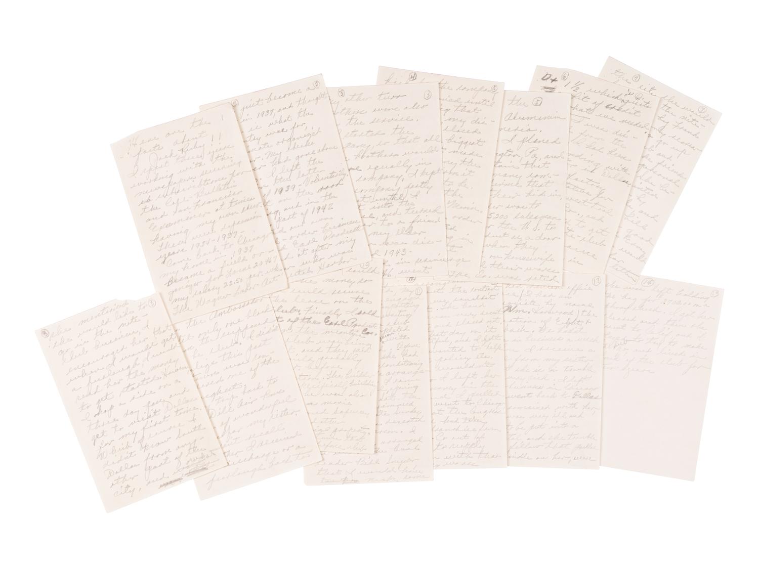 RUBY, Jack (1911-1967). Autograph manuscript signed (in the third person) written from his jail cell while incarcerated for the murder of Kennedy assassin Lee Harvey Oswald, [n.d., ca 1966].