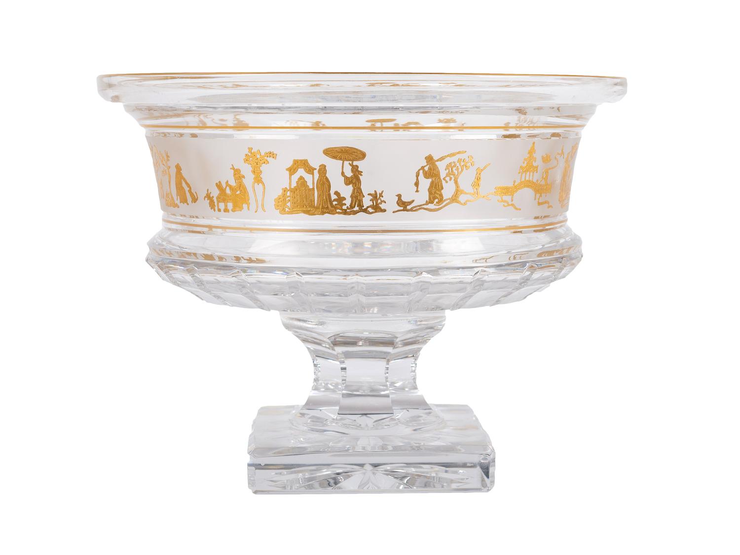 A Val St. Lambert Crystal and Gilt Centerpiece Bowl