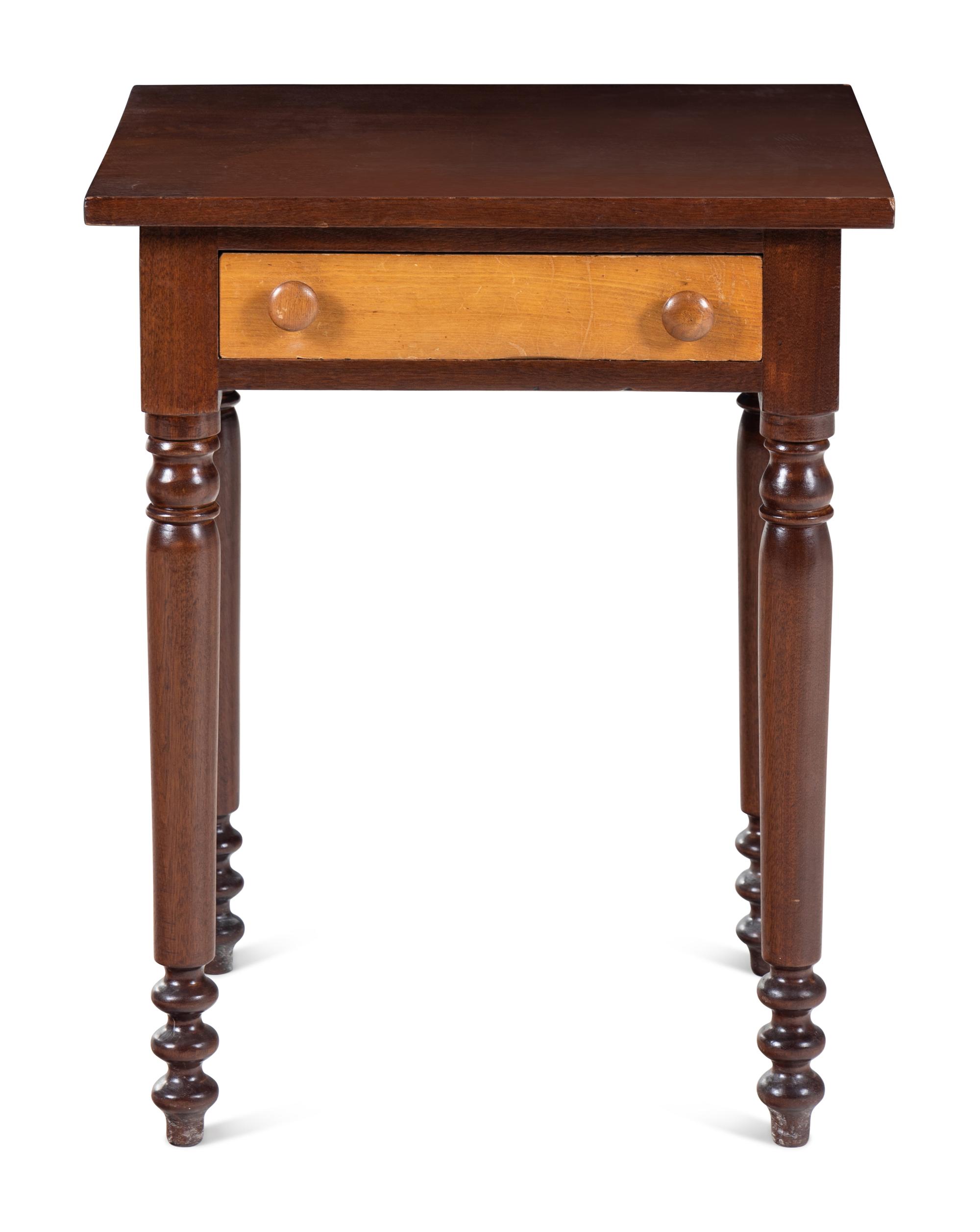 A Maple and Walnut One Drawer Work Table