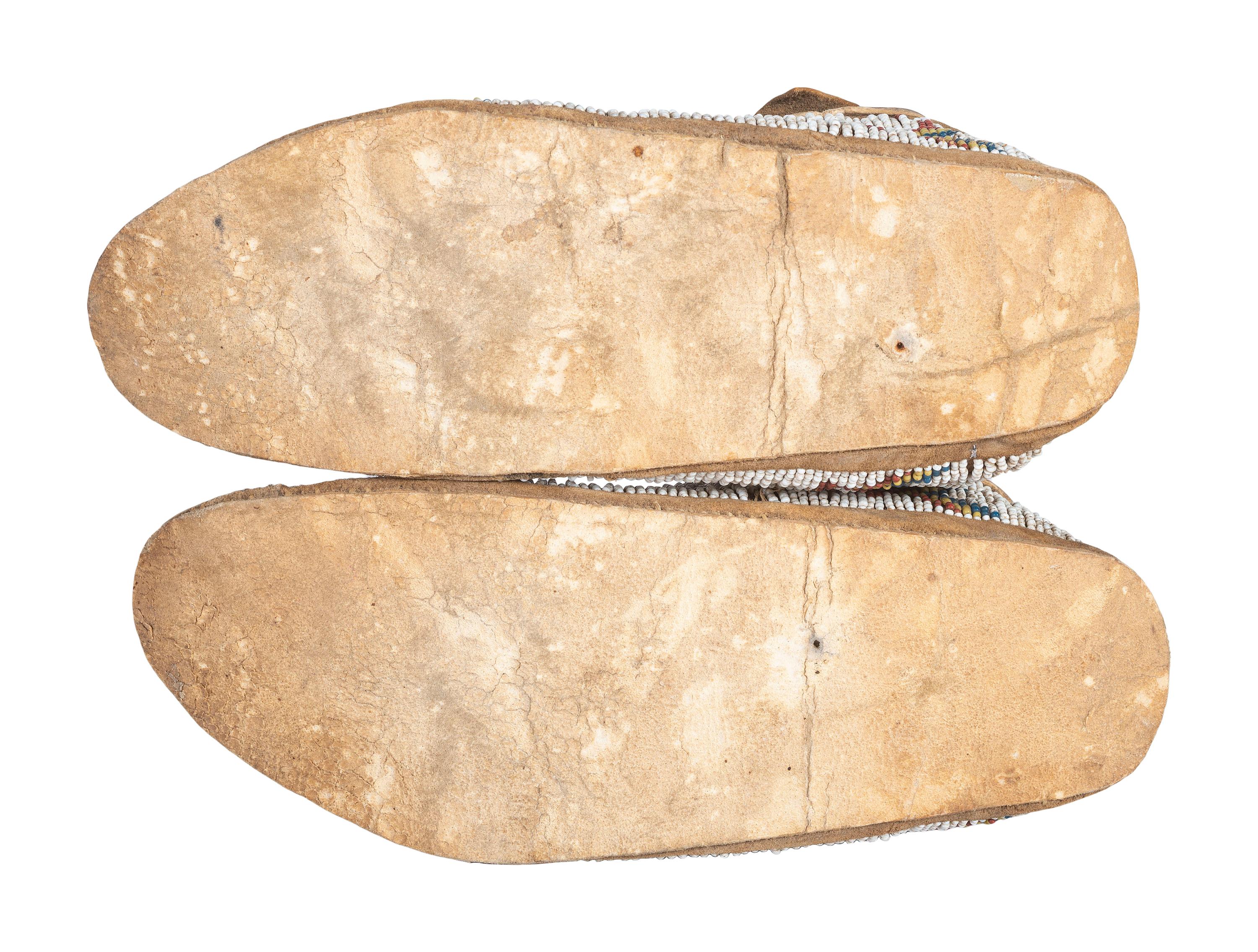 Cheyenne Beaded Hide Moccasins, with Thunderbirds