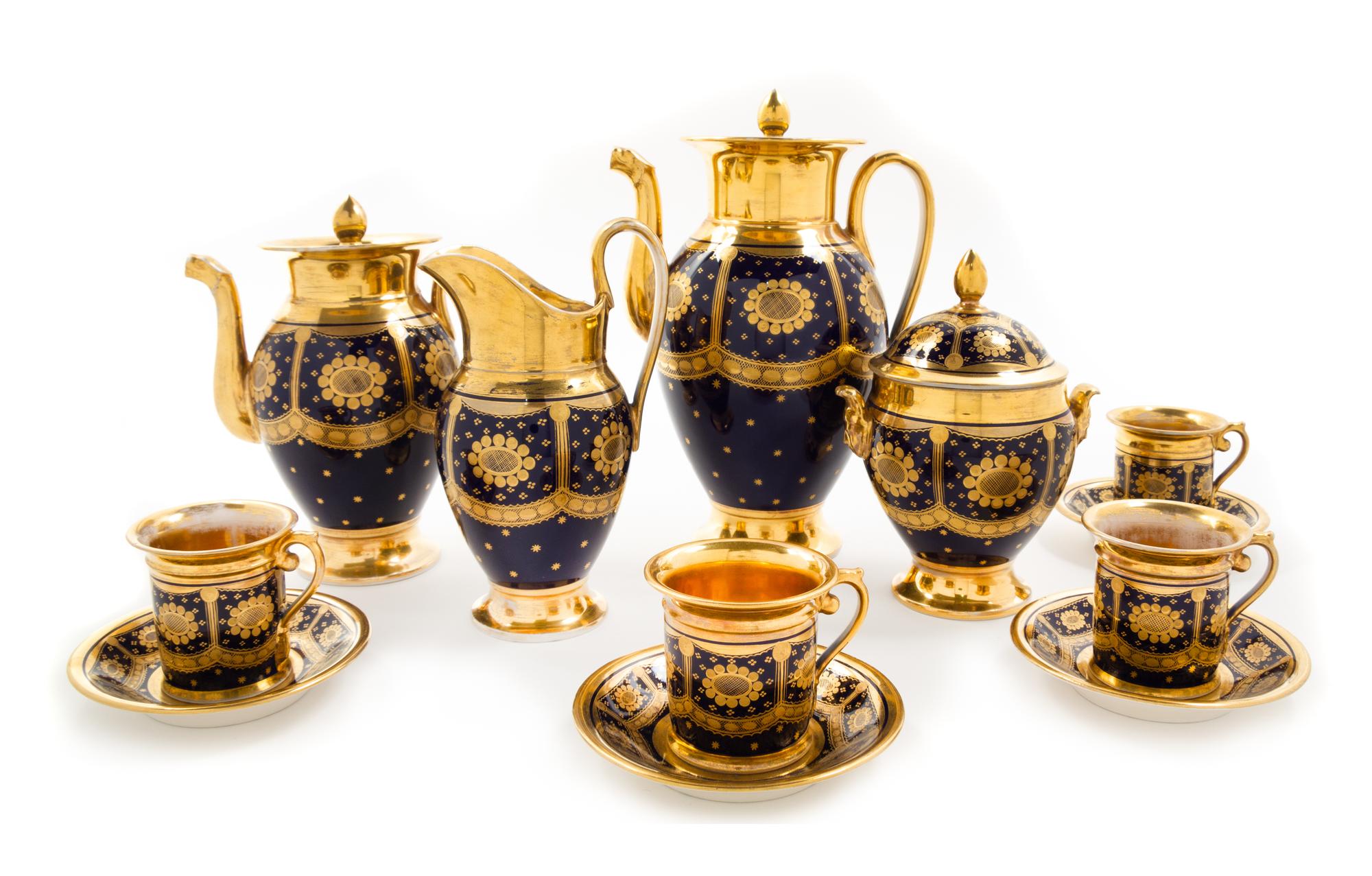 An Empire Parcel-Gilt Porcelain Coffee Service