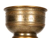 A Contemporary Silvered and Gilt Decorated Wood Urn on Pedestal Base