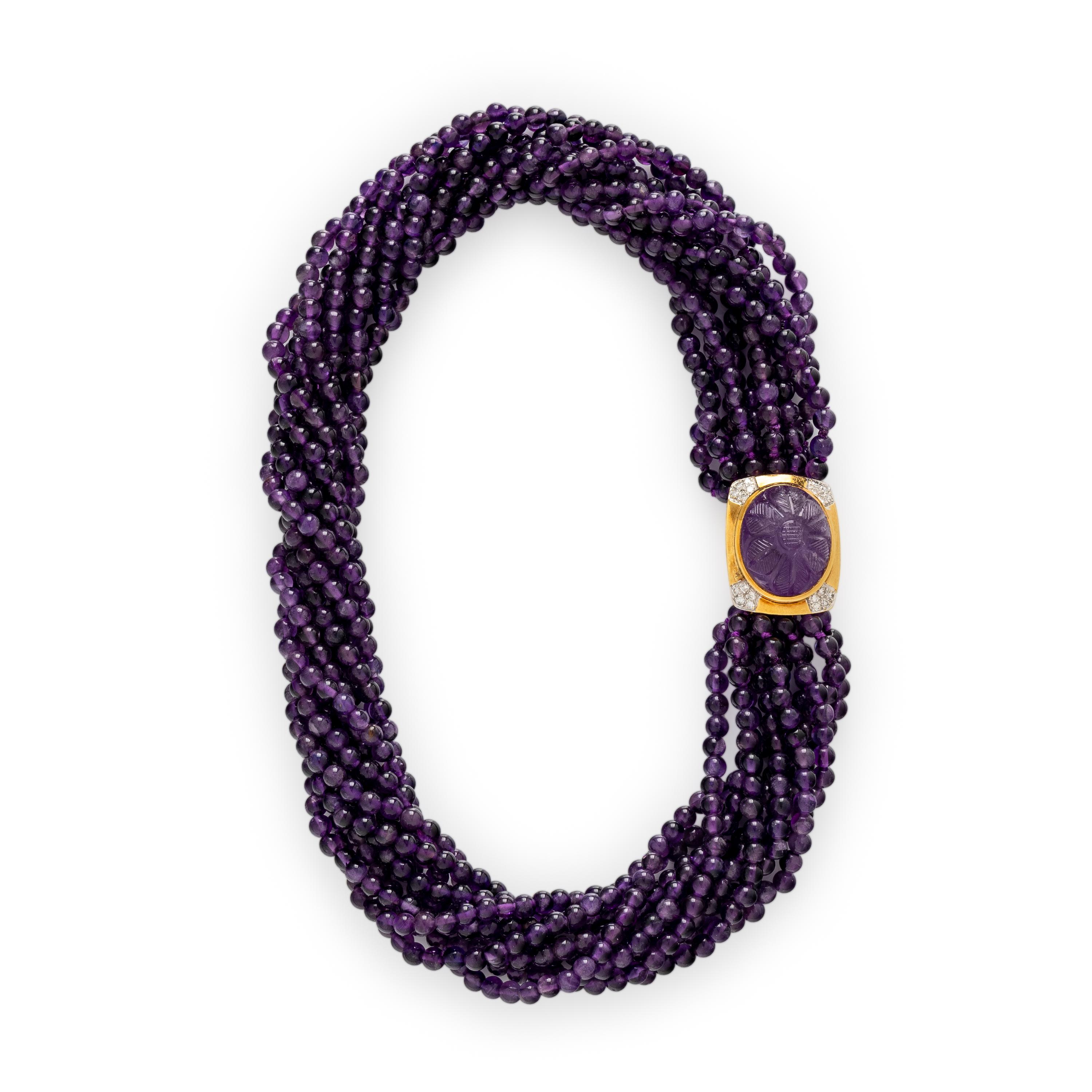 AMETHYST, DIAMOND, AND YELLOW GOLD TORSADE NECKLACE