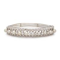 CULTURED PEARL AND DIAMOND BANGLE BRACELET