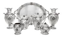 An Italian Silver Seven-Piece Tea and Coffee Service, Valle & Gandini for Fornari, Milan, Mid-20th Century, comprising a teapot, a coff