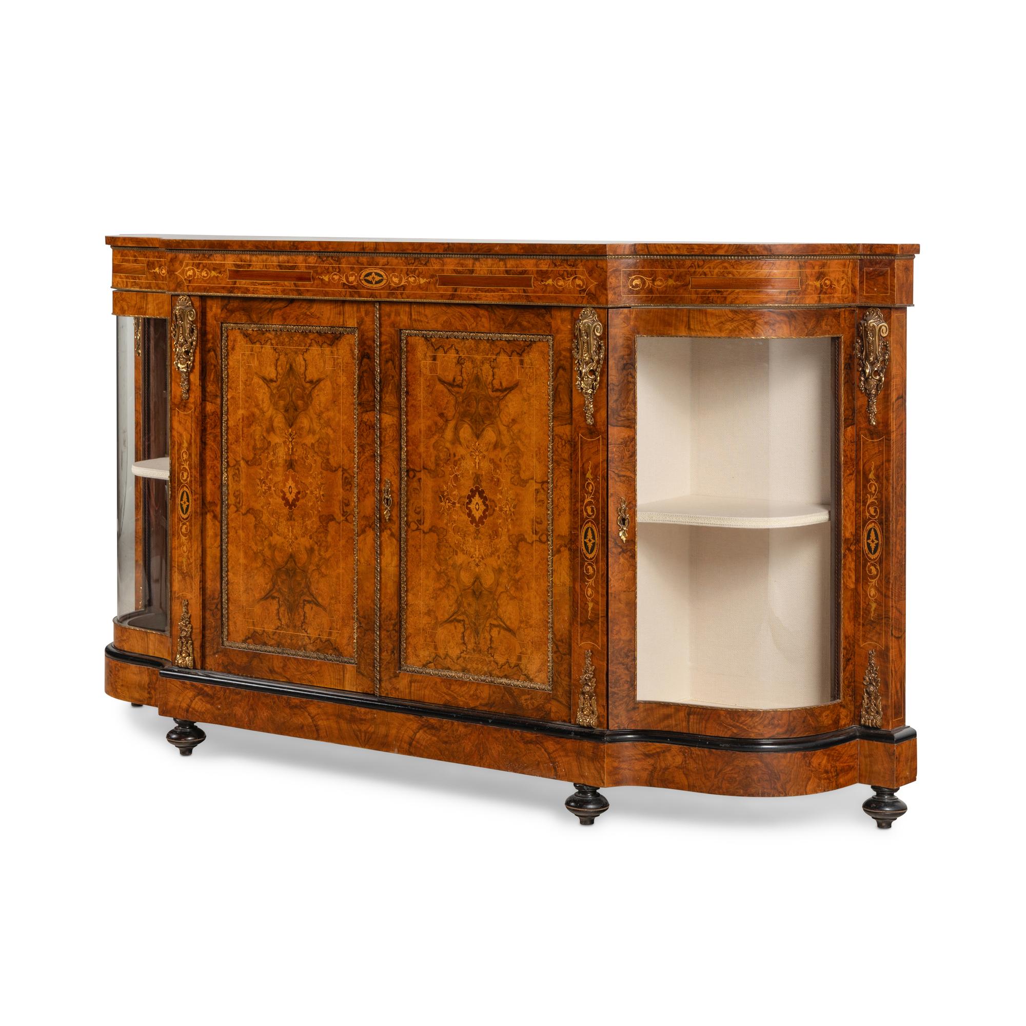 An English Walnut, Marquetry and Gilt Bronze Mounted Console Cabinet