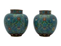 A Pair of Chinese Export Cloisonné Enamel Ginger Jars