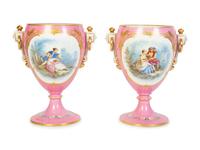 A Pair of Sèvres Style Porcelain Urns