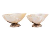 A Pair of Italian Silver Mounted Shell Salts — Cartier, Paris, 20th Century